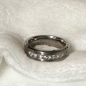 Metal Master’s Titanium Men's Ring with 9 Princess Cut Cubic Zirconia